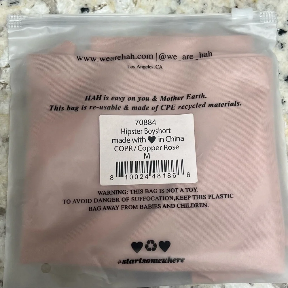 NWT Free People x WE ARE HAH Hipster Boyshort Panties Medium Copper Rose